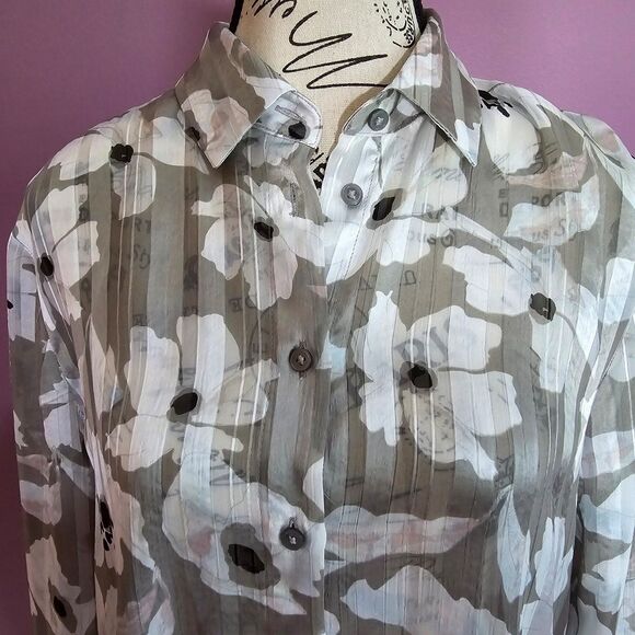 Banana republic long sleeve floral blouse flowy airy M - Picture 3 of 11